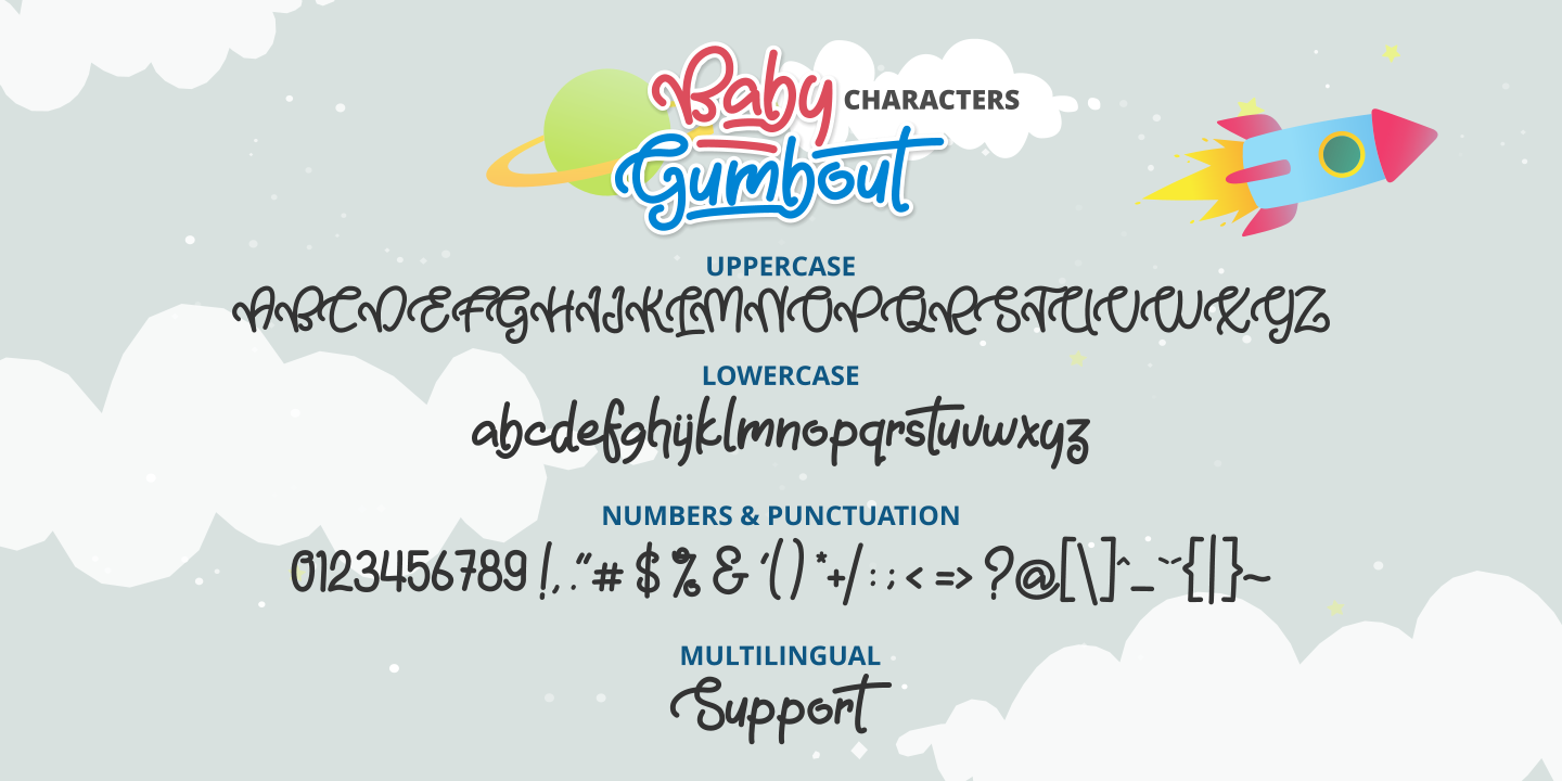 Пример шрифта Baby Gumbout Regular